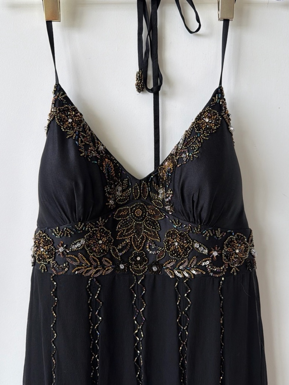 Vintage Adrianna Papell Beaded Halter Dress with 100% Silk Lining - Picture 8 of 8
